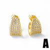 Wholesale Jewelry Copper Plated 18K Gold Geometric Ushaped Cshaped Full Zircon Earrings For Women