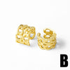 Wholesale Jewelry Copper Plated 18K Gold Inlaid Zircon Geometric Nonpierced Ear Bone Clip Earrings