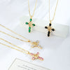 Wholesale Jewelry Copper Plated Real Gold Figaro Pendant Cross Necklace Retro Palace Style