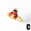 Wholesale Jewelry Copper Plated Real Gold Fruit Cherry Adjustable Ring Geometric Style