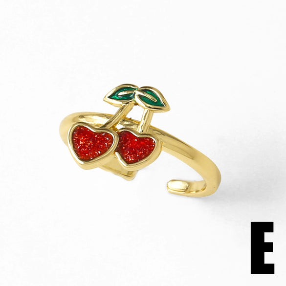 Wholesale Jewelry Copper Plated Real Gold Fruit Style Open Ring