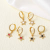 Wholesale Jewelry Copper Plated Real Gold Geometric Fivepointed Star Pendant Earrings For Women