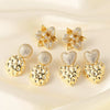 Wholesale Jewelry Copper Plated Real Gold Geometric Heartshaped Flower Earrings