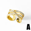 Wholesale Jewelry Copper Plated Real Gold Inlaid Zircon Geometric Doublelayer Open Ring