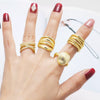 Wholesale Jewelry Copper Plated Real Gold Inlaid Zircon Geometric Doublelayer Open Ring