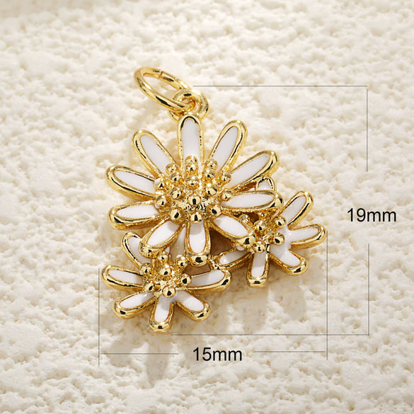 Wholesale Jewelry Copper Plated Real Gold Inlaid Zircon Oil Drop Flower Style Pendant Necklace