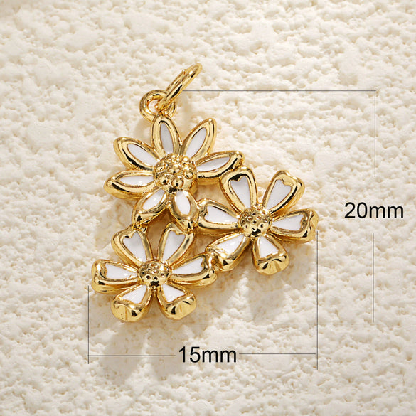 Wholesale Jewelry Copper Plated Real Gold Inlaid Zircon Oil Drop Flower Style Pendant Necklace
