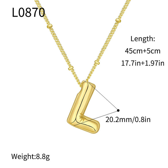 Wholesale Jewelry Copper Plated Real Gold Letter Bubble Necklace For Women