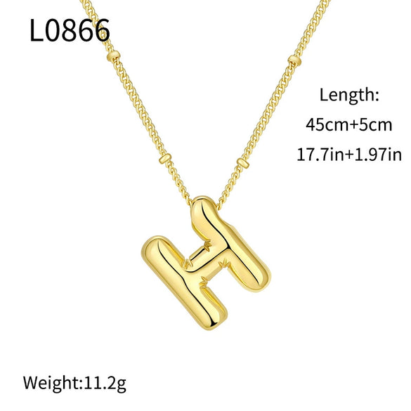 Wholesale Jewelry Copper Plated Real Gold Letter Bubble Necklace For Women