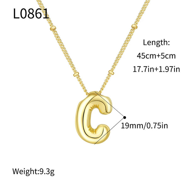Wholesale Jewelry Copper Plated Real Gold Letter Bubble Necklace For Women