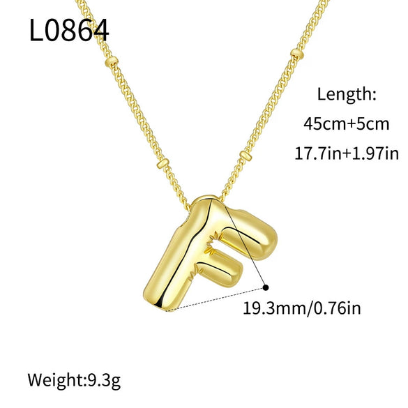 Wholesale Jewelry Copper Plated Real Gold Letter Bubble Necklace For Women