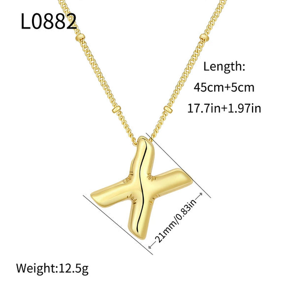 Wholesale Jewelry Copper Plated Real Gold Letter Bubble Necklace For Women