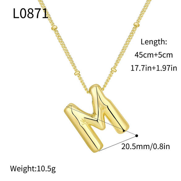 Wholesale Jewelry Copper Plated Real Gold Letter Bubble Necklace For Women