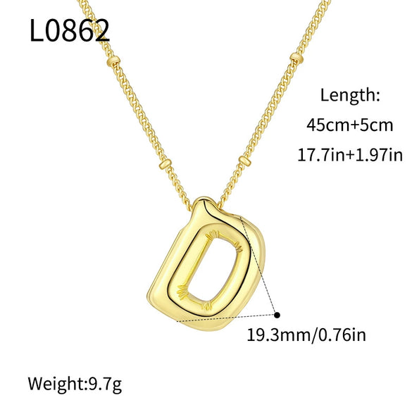 Wholesale Jewelry Copper Plated Real Gold Letter Bubble Necklace For Women