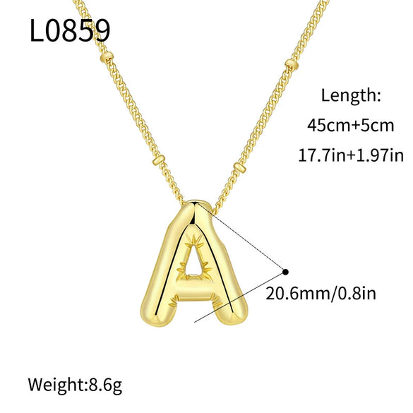 Wholesale Jewelry Copper Plated Real Gold Letter Bubble Necklace For Women