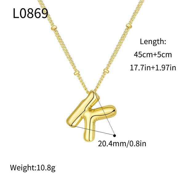 Wholesale Jewelry Copper Plated Real Gold Letter Bubble Necklace For Women