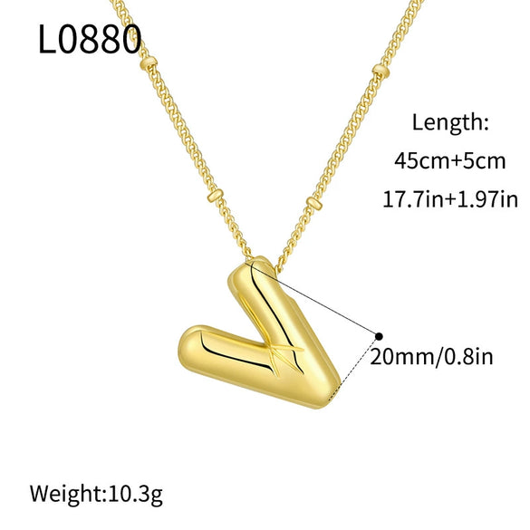 Wholesale Jewelry Copper Plated Real Gold Letter Bubble Necklace For Women
