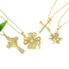 Wholesale Jewelry Copper Plated Real Gold Micro Zircon Fourleaf Clover Cross Pendant Minimalist Geometric Style Accessories