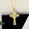Wholesale Jewelry Copper Plated Real Gold Micro Zircon Fourleaf Clover Cross Pendant Minimalist Geometric Style Accessories