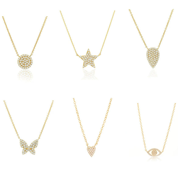 Wholesale Jewelry Copper Plated Real Gold Zircon Necklace With Geometric Star Butterfly Patterns And Ochain