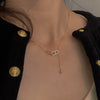 Wholesale Jewelry Copper Real Gold Electroplated Zircon Pig Nose Clavicle Chain With Letters Numbers Text For Women