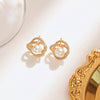 Wholesale Jewelry Copper Real Gold Plated Inlaid Zircon Women's Four Leaf Clover And Heart Shape Earrings