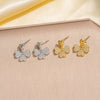 Wholesale Jewelry Copper Real Gold Plated Inlaid Zircon Women's Four Leaf Clover And Heart Shape Earrings