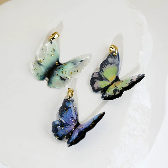 Wholesale Jewelry Copper Resin Colorful Butterfly Zodiac Cartoon Style Electroplated Pendant Accessories
