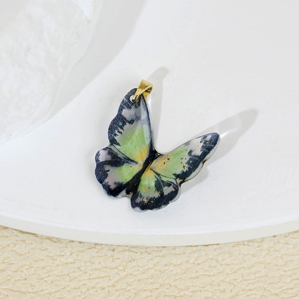 Wholesale Jewelry Copper Resin Colorful Butterfly Zodiac Cartoon Style Electroplated Pendant Accessories