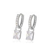 Wholesale Jewelry Copper Set Zircon Geometric Square Earrings Electroplating For Women