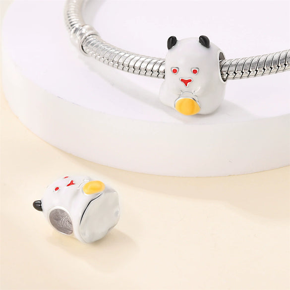 Wholesale Jewelry Copper Silver Plated Halloween Luminous Black Ghost Pendant Beads For Diy Bracelet Necklace With Dripping Oil Design