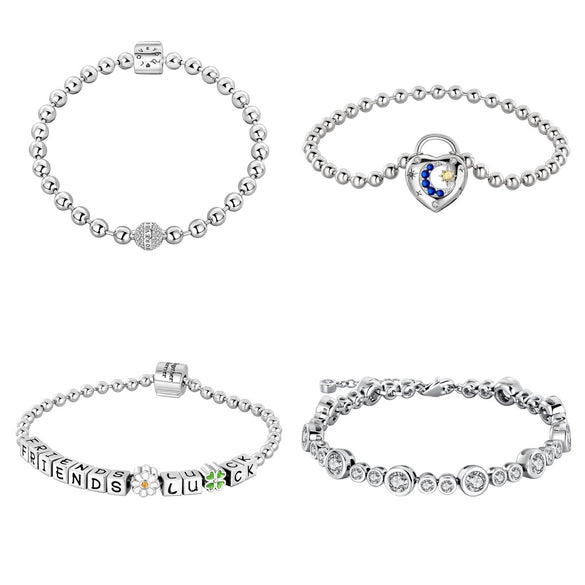 Wholesale Jewelry Copper Silverplated Butterfly Star And Moon Charm Bracelet For Women