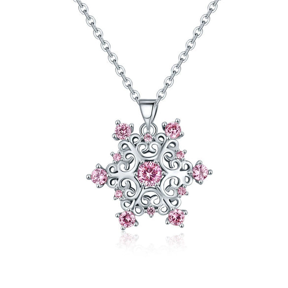 Wholesale Jewelry Copper Snowflake Pendant Necklace With Diamond And Geometric Design For Women