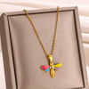Wholesale Jewelry Copper Stainless Steel Dragonfly Electroplating Necklace