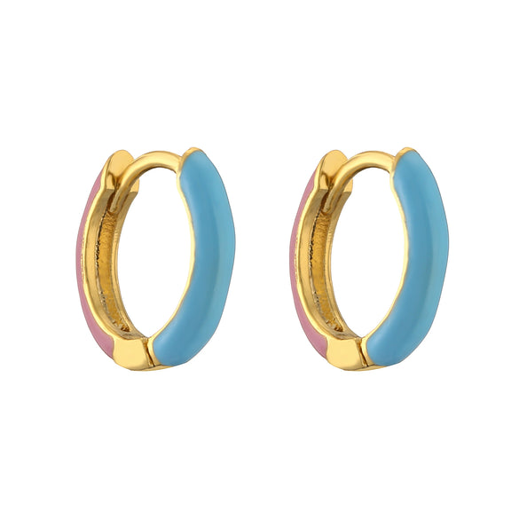 Wholesale Jewelry Copper Sweet Geometric Dripping Oil Goldplated Women's Earrings