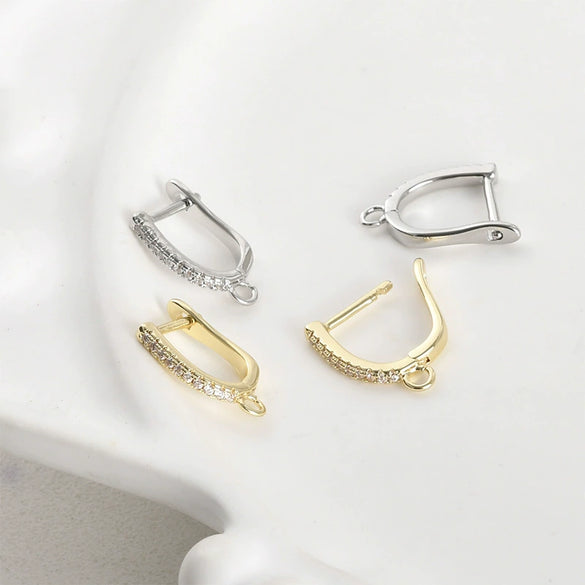 Wholesale Jewelry Copper Ushaped Horseshoe Electroplated Zircon Earrings Handmade