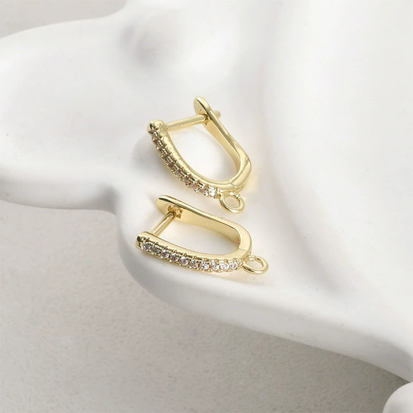 Wholesale Jewelry Copper Ushaped Horseshoe Electroplated Zircon Earrings Handmade