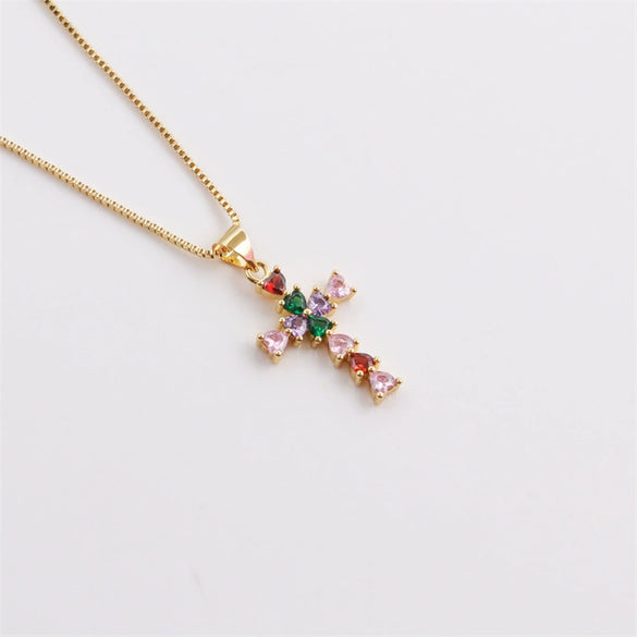 Wholesale Jewelry Copper Zircon Cross Animals Zodiac Microinlay Pendant Necklace
