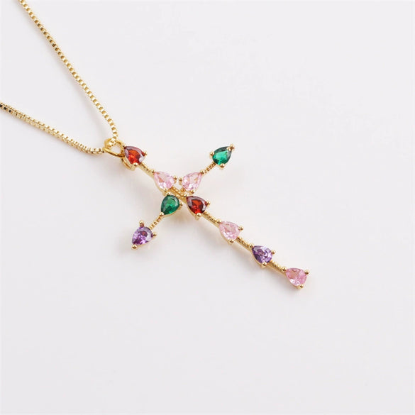 Wholesale Jewelry Copper Zircon Cross Animals Zodiac Microinlay Pendant Necklace