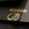 Wholesale Jewelry Copper Zircon Enamel Oil Drop Evil Eye Retro Open Ring For Women Electroplated