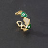 Wholesale Jewelry Copper Zircon Enamel Oil Drop Evil Eye Retro Open Ring For Women Electroplated
