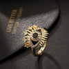 Wholesale Jewelry Copper Zircon Enamel Oil Drop Evil Eye Retro Open Ring For Women Electroplated