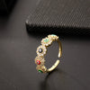 Wholesale Jewelry Copper Zircon Enamel Oil Drop Evil Eye Retro Open Ring For Women Electroplated