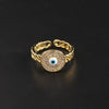 Wholesale Jewelry Copper Zircon Enamel Oil Drop Evil Eye Retro Open Ring For Women Electroplated