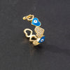 Wholesale Jewelry Copper Zircon Enamel Oil Drop Evil Eye Retro Open Ring For Women Electroplated