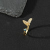 Wholesale Jewelry Copper Zircon Enamel Oil Drop Evil Eye Retro Open Ring For Women Electroplated