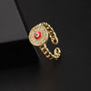 Wholesale Jewelry Copper Zircon Enamel Oil Drop Evil Eye Retro Open Ring For Women Electroplated