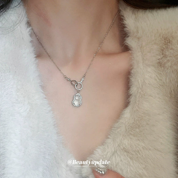 Wholesale Jewelry Copper Zircon Gourd Geometric Style Clavicle Chain Necklace For Women