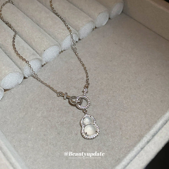 Wholesale Jewelry Copper Zircon Gourd Geometric Style Clavicle Chain Necklace For Women
