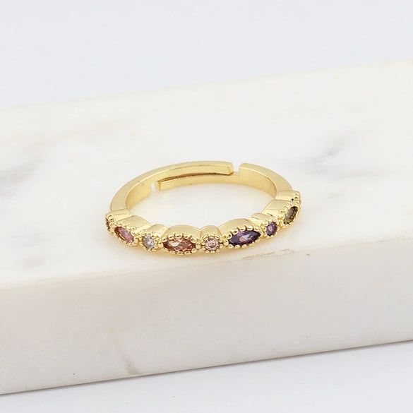 Wholesale Jewelry Copper Zircon Inlaid Flower Ring For Women